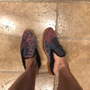 Free people fur-lined slip on shoes